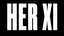 White bold text reading 'HER XI' on a solid black background.